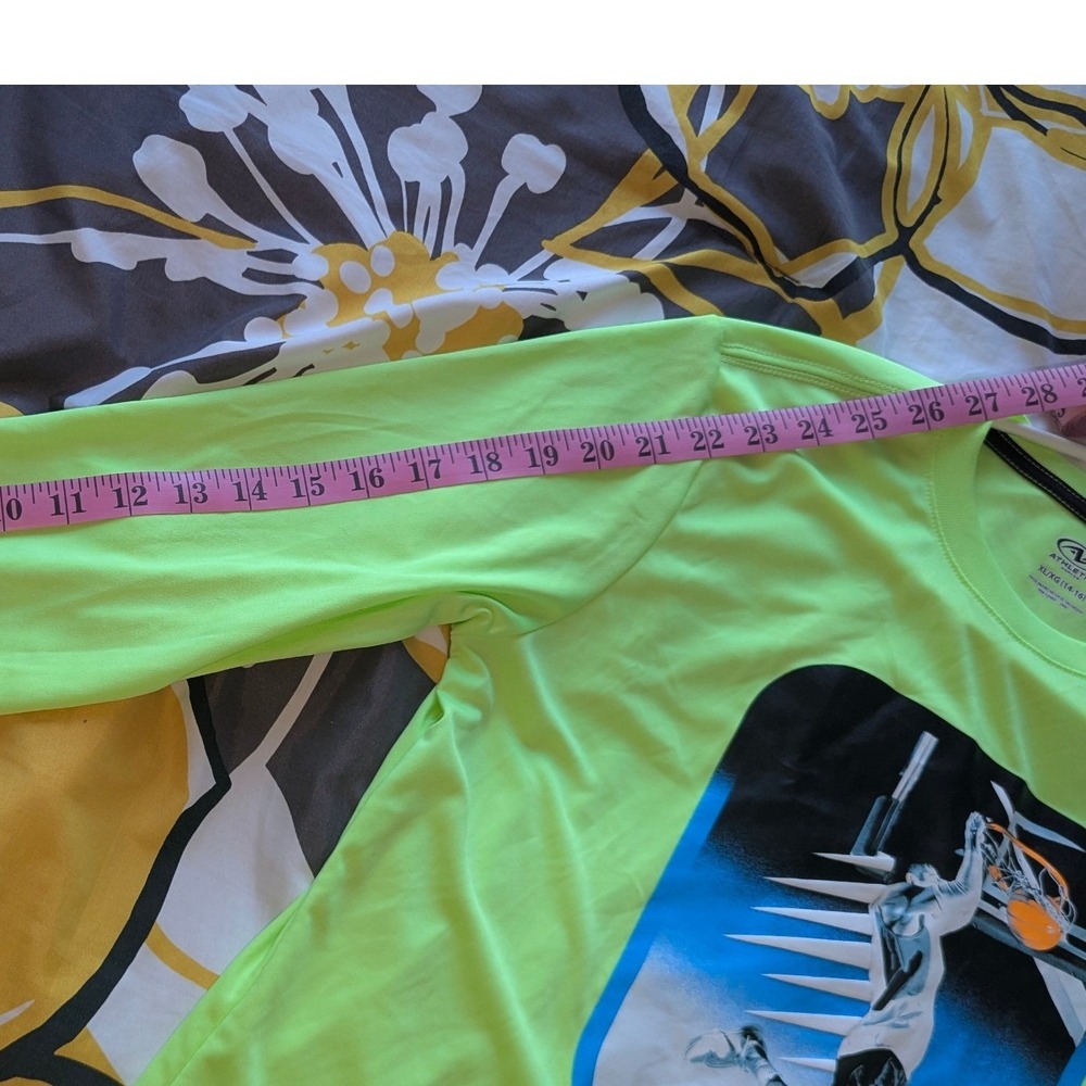 Athletic Works Boys Lime Green Basketball Graphic Long Sleeve Shirt XL 14-16 - Picture 5 of 8